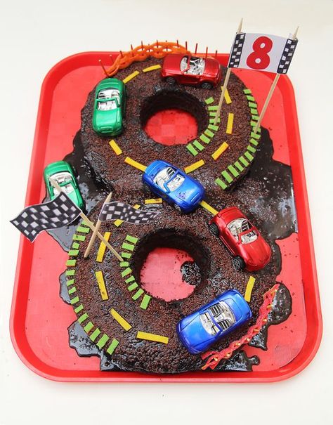 Race Birthday Cake, Penguin Birthday Cake, Race Track Cake, Boys Birthday Party Games, Race Birthday, Pikachu Cake, Number Birthday Cakes, 8th Birthday Cake, Everyday Crafts