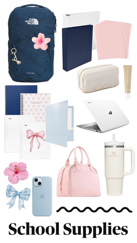 The inspo tor the school supplies i want next year White School Supplies, Suitcase Essentials, School Suplies, School Bag Essentials, Back 2 School, Cute School Supplies, Junior Year, Boarding School, School Fits