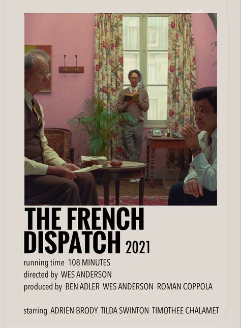 Wes Anderson Movies Posters, Polaroid Movie Poster, The French Dispatch, French Dispatch, Bird Man, Tv Posters, Polaroid Posters, Wes Anderson Movies, Adrien Brody