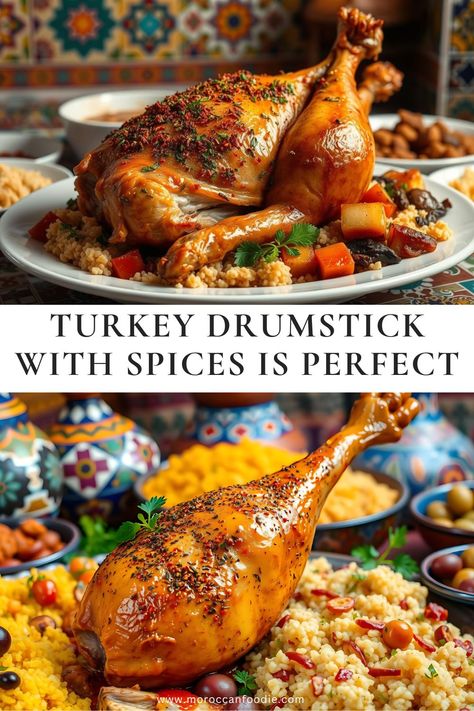 Learn how to prepare this delicious Moroccan turkey drumstick recipe with aromatic spices. Discover easy-to-prepare steps perfect for any gathering or family meal.😊 Turkey Drumstick Recipe, Turkey Drumsticks, Drumstick Recipes, Family Meal, Moroccan Style, Turkey Recipes, Middle Eastern, Family Meals