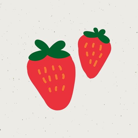 Cute strawberries doodle sticker vector | free image by rawpixel.com / Mind Cute Strawberry Doodle, Strawberry Sticker Aesthetic, Strawberry Drawing Cute, Strawberry Drawing Aesthetic, Cute Strawberry Drawing, Strawberries Drawing, Strawberry Doodle, Strawberry Cartoon, Strawberry Drawing