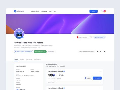 NFT Ticketing platform designed by Irakli Lolashvili. Connect with them on Dribbble; the global community for designers and creative professionals. Profile App, Quiz Design, Web Ui Design, App Design Inspiration, App Interface, Graphic Tshirt Design, Dashboard Design, Minimal Web Design, Ui Inspiration