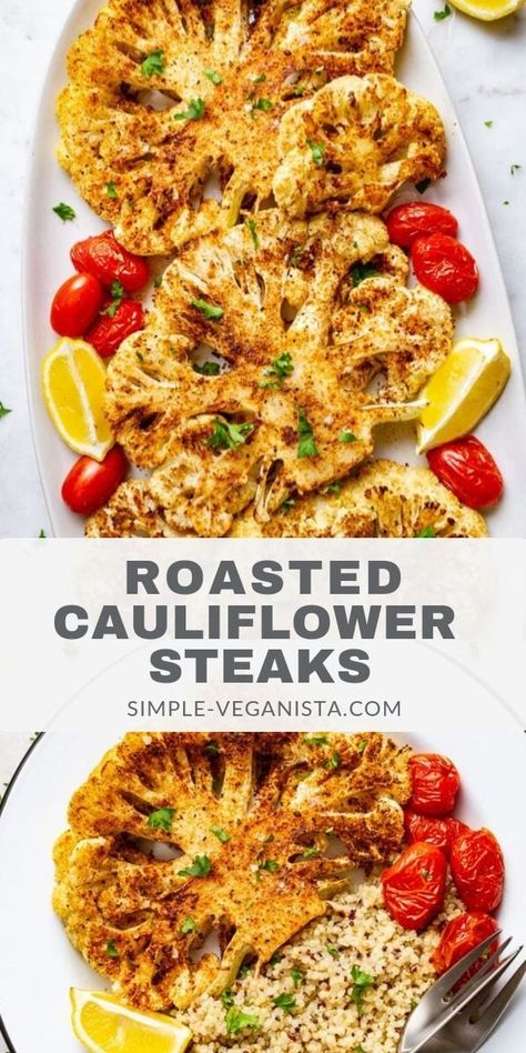 Vegan Cauliflower Recipes, Cauliflower Steaks Recipes, Cauliflower Recipes Healthy, Roasted Cauliflower Steaks, Roasted Cauliflower Recipes, Blackened Seasoning, Cauliflower Steaks, Vegan Cauliflower, Buffalo Cauliflower