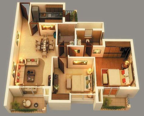 Plano 3bhk Apartment Interior Design India, 3bhk Home Design, 2bhk House Plan India, 2 Bhk Apartment Plan, Two Houses One Property, 3bhk House Plan India, 3bhk House Design, Guest House Ideas, 2 Bhk House Plan