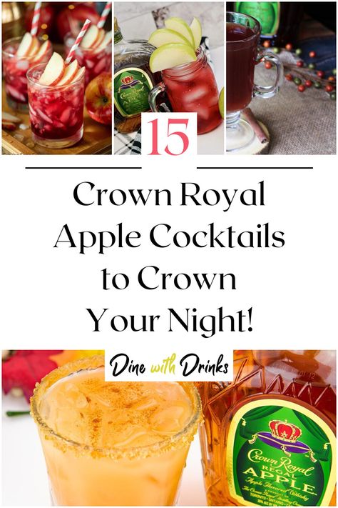 Collage of 4 crown royal apple cocktails. Crown Apple Margarita Recipe, Drinks To Make With Crown Apple, Vanilla Crown Recipes, Crown Apple Halloween Drinks, Crown Apple Drinks Recipes Fall, Cocktails With Crown Apple, Mixed Drinks With Crown Apple, Crown Royal Drinks Apple, Crown Apple Caramel Drink