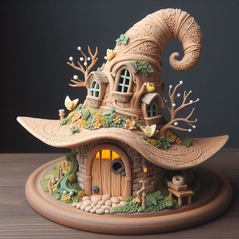 Clay Miniatures Diy Fairies Garden, Diy Christmas Village Houses Clay, Clay Elf, Polymer Clay Fairy House, Biscuit Ideas, Gnome Home, Fairy House Crafts, Clay Fairy House, Polymer Clay Fairy