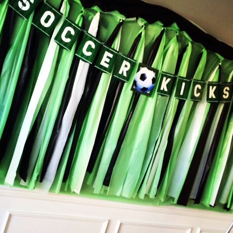 Soccer backdrop! Soccer Photo Booth, Soccer Math, Soccer Banquet Ideas, Soccer Party Theme, Soccer Backdrop, 15 Birthday Party, Soccer Photo, Soccer Banquet, Senior Banquet