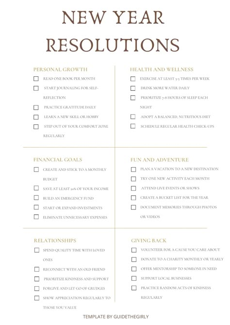 New year, fresh goals! 2025 is your year. Make it happen using this checklist New Year Prep Checklist, New Year Resolution Categories, New Year Resulotion 2025, 2025 Goals And Resolutions, Things To Start Doing In 2025, What I Want To Achieve This Year, New Year List Goal, New Year Study Resolution, This Year Checklist