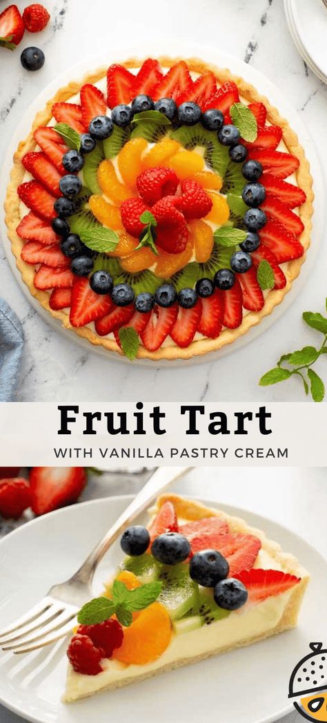 Fruit Tart Decoration, Classic Pastries, Fruit Tart Glaze, French Fruit Tart, Tart Glaze, Fruit Tart Recipe Easy, Vanilla Custard Filling, Desserts French, Tart Desserts