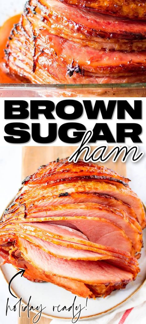 BROWN SUGAR GLAZED HAM RECIPE Bourbon Ham Crockpot, Arizona Recipes, Brown Sugar Ham Glaze, Bourbon Ham, Sugar Ham Glaze, Baked Spiral Ham, Brown Sugar Glazed Ham, Cooking Spiral Ham, Precooked Ham