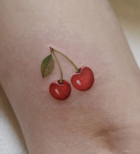 Cherry Ankle Tattoo, Pink Cherry Tattoo, Cherry Tattoo Placement, Cherry Tattoo, Cherry Plant, Kitty Tattoos, Tattoo Coverup, Character Customization, Minimalistic Tattoo