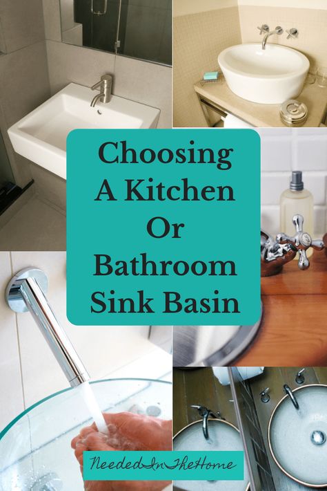 Choosing A Kitchen or Bathroom Sink Basin - Useful Tips. There are many options available for a kitchen or bathroom sink basin to help you make your decision regarding which one to buy for your home. #Bathroom #Kitchen #Basins #BathroomBasins #BathroomDecor #NeededInTheHome Bathroom Sink Basin Ideas, Bathroom Basins Ideas, Bathroom Basin Ideas, Kitchen Basins, Bathroom Vanity Sinks, Luxury Guest Bathroom, Salon Sink, Edwardian Bathroom, Vintage Luxury Bathroom