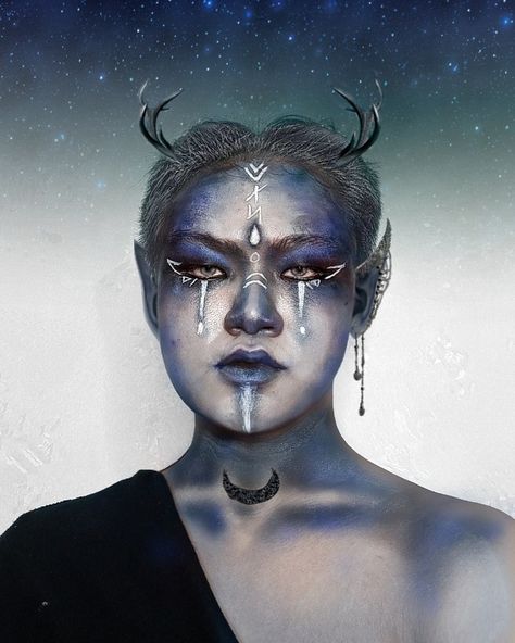 Art Makeup Elf Makeup of Night Elf Kaldorei Fantasy Elf Makeup, Special Fx Makeup, Night Elf, Character Makeup, Elf Makeup, Art Makeup, Fx Makeup, Antonio Mora Artwork, Halloween Face