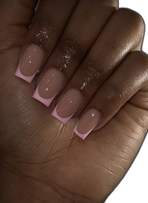 Nice Square Nails, Square French Tip Nails Color, Colorful French Tip Nails Square, Cute Simple Nails Acrylic, Basic French Tip Nails, Faith Nails, Square Nails French Tip, Acrylic Overlay Nails, Pink Tip Nails