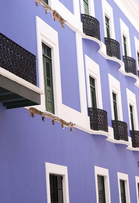 Purple House Exterior, Textiles Architecture, Purple Building, Purple Photo, Dress Rose Gold, Building Aesthetic, Minecraft Inspiration, Color Aesthetic, Old San Juan