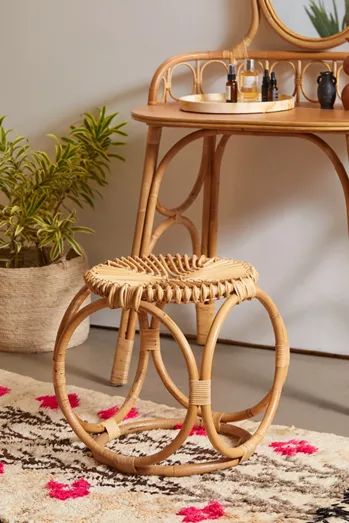 Rattan Vanity, Sf Apartment, Rattan Floor Lamp, Bedside Furniture, Rattan Stool, House Details, Bohol, Vanity Stool, Apartment Furniture