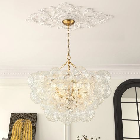 Luxury Water Textured Glass Globe Bubble Cluster Chandelier - Bed Bath & Beyond - 40811759 Bubble Light Chandelier, Glass Bubble Chandelier, Bathroom Chandelier, Mood Board Interior, Cluster Chandelier, New Bathroom Ideas, Bubble Chandelier, Glass Bubble, Bubble Lights