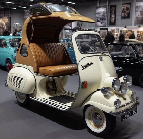 Combi Hippie, Vespa Bike, Classic Vespa, Scooter Custom, Tricycle Bike, Combi Volkswagen, Vespa Scooter, Tiny Cars, Microcar