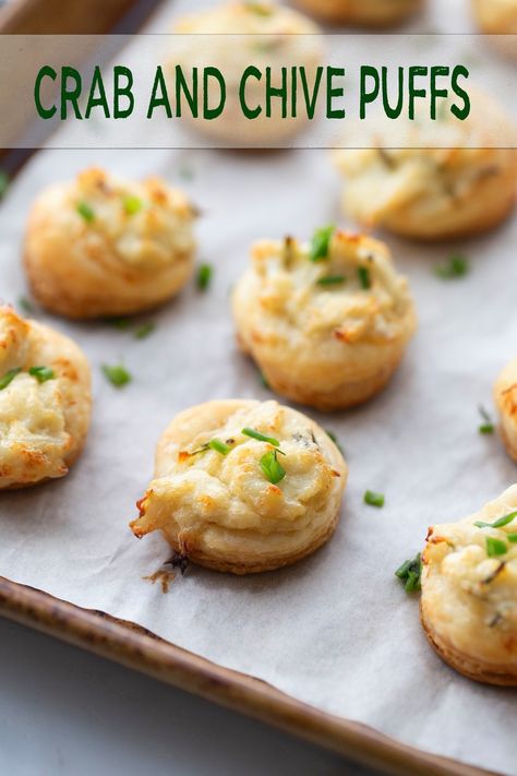 Crab Puffs, Crab Appetizer, Impressive Appetizers, Puff Pastry Appetizers, Dessert Waffles, Pastry Appetizer, Puff Pastry Filling, Creamy Crab, Savory Bites