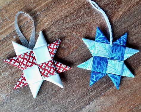 Sew Christmas Decorations, Scandinavian Star Ornament, Diy Bath Mats, Scandinavian Star, Paper Ornaments Diy, Star Christmas Ornaments, Sew Christmas, Diy Ornament, Origami And Kirigami