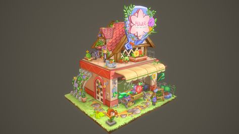 Flower Shop Concept Art, Flower Shop Concept, Shop Concept Art, Hand Painted Textures, Fantasy House, Mobile Games, Art Things, Hand Painting, Low Poly