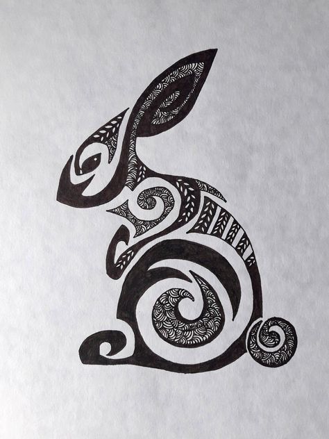 Bunny Tattoos, Rabbit Tattoos, Rabbit Art, Bunny Art, Celtic Art, White Tattoo, Zentangle Art, Native Art, Kirigami