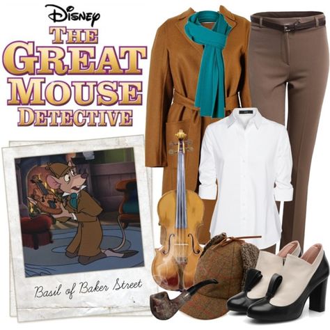 Basil of Baker Street by rochellechristine on Polyvore featuring Steffen Schraut, Valentino, LE3NO, Christys', Minna Parikka, Polaroid. Disney's The Great Mouse Detective #cosplay #disneybound #fall #costume Great Mouse Detective Costume, Detective Cosplay, Disney Polaroid, Sherlock Outfit, Basil Of Baker Street, Detective Costume, Fall Costume, Fall Disney, Great Mouse Detective