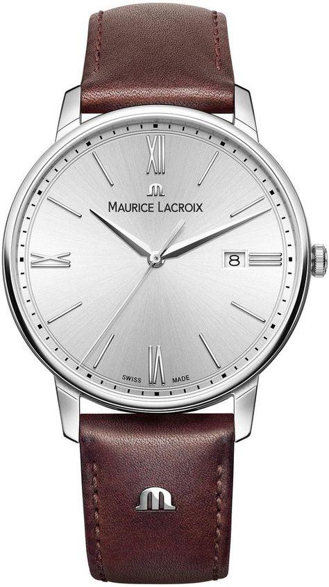 @mauricelacroix Watch Eliros Mens #add-content #basel-16 #bezel-fixed #bracelet-strap-leather #brand-maurice-lacroix #case-material-steel #case-width-40mm #date-yes #delivery-timescale-call-us #dial-colour-silver #gender-mens #luxury #movement-quartz-battery #new-product-yes #official-stockist-for-maurice-lacroix-watches #packaging-maurice-lacroix-watch-packaging #style-dress #subcat-eliros #supplier-model-no-el1118-ss001-110-1 #warranty-maurice-lacroix-official-2-year-guarantee #water-resis... Leather Watches For Men, Watch Packaging, Army Watches, Maurice Lacroix, Dating Women, Watches Luxury, George Clooney, Classic Watches, Brown Leather Strap