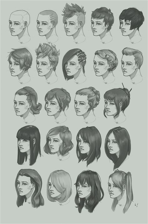 Hairstyle study by artofhkm on deviantart - #hairstyle #drawing #reference hairstyle drawing reference Hair Study Reference, Half Up Half Down Hair Drawing Reference, Undercut Hair Drawing, Short Fantasy Hairstyles, Hairstyle Concept Art, Hair Movement Reference, Different Hairstyles Drawing, Fantasy Hairstyles Drawing, Hairstyles Art Reference