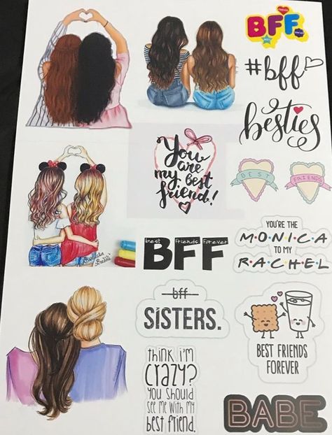 Aesthetic Best Friend Stickers Printable, Sisters Aesthetic Pictures, Best Friend Stickers Printable, Friends Scrapbook Stickers, Friendship Stickers Printable, Bff Stickers Printable, Bestie Stickers, Sisters Pics, Friendship Stickers