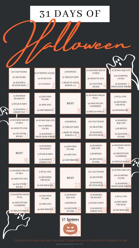 Halloween Fitness Challenge, Halloween Workout Ideas, October Workout Challenge, Holiday Exercise, Glute Challenge, Halloween Workout, Halloween Challenge, Natural Path, Gym Challenge