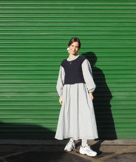 n a t h a l i e n i n a on Instagram: "Dresses as skirts always✌🏼#layering #waystowear 💓 #mondaymood" Layering Women Outfit, Summer Dress Layering, Winter Dress Layering, Vest On Dress, Long Dress Layering Outfit, Shirt Dress Layering, Dress Layering Winter, Sweater Vest Over Dress, Dress With Sweater Vest