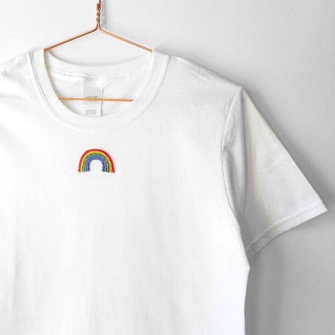 Anthy Himemiya, Business Mood Board, Patch Clothing, Jobs Ideas, Embroidered Rainbow, Rainbow Embroidery, Rainbow T Shirt, Embroidery Shirt, Embroidery Tshirt