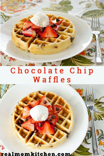 Chocolate Chip Belgian Waffles, Choc Chip Waffles, Chocolate Chip Waffle Recipe, Chocolate Chip Waffles, Mom Kitchen, Belgian Waffle Maker, Waffle Recipe, Microwave Bowls, Real Mom