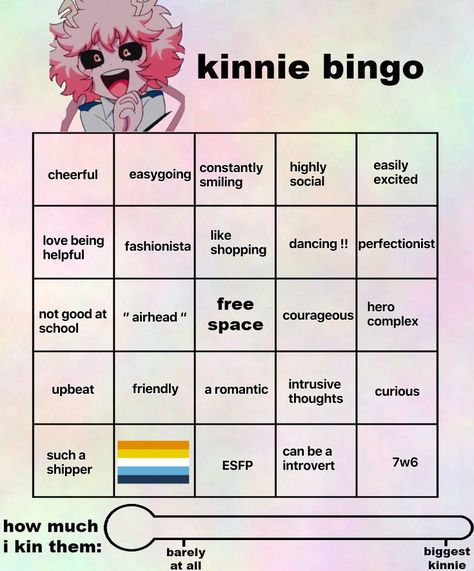 Mha Kinnie, Mha Kinnie Bingo, Character Bingo, Kin Bingo, Artist Vibes, Fun Templates, Kinnie Bingo, About Me Template, Bingo Sheets