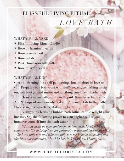 A blissful bath time ritual to draw in love — ASHLINA KAPOSTA Bath Spiritual, Spiritual Cleansing Bath, Cleansing Bath, Bath Salts Recipe, Spiritual Bath, Bath Recipes, Ritual Bath, Spiritual Cleansing, Rose Essential Oil