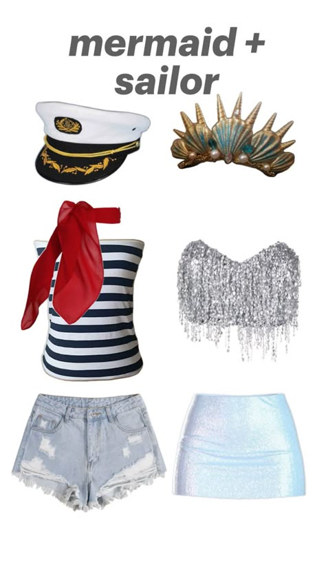 Mermaid Sailor, Sailor Halloween Costumes, Sailor Halloween, Mermaid Halloween Costumes, Halloween Duos, Unique Couple Halloween Costumes, Classy Halloween Costumes, Hot Halloween Outfits, Pretty Halloween Costumes