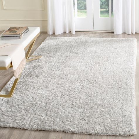 Safavieh Toronto Shag Light Gray 8 ft. x 10 ft. Area Rug Grey Shag Rug, Light Gray Rug, White Shag Rug, Boho Chic Design, Light Grey Rug, Solid Color Rug, Solid Area Rugs, Grey Color Palette, Gray Rug