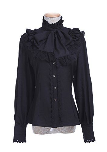 Neck Ruffle Collar, Victorian Shirt, Gothic Blouse, Blouse Chiffon, Victorian Blouse, Shirt With Collar, Gothic Shirts, Gothic Steampunk, Vintage Long Sleeve