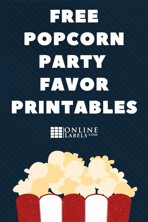 Popcorn Party Favor Label Printables - OnlineLabels.com Popcorn Party Favor, Popcorn Printable, Popcorn Sign, Grid Paper Printable, Popcorn Party Favors, Popcorn Labels, Printable Signs Free, Popcorn Wedding Favors, Diy Party Crafts