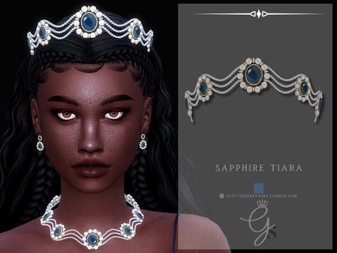 Sapphire Tiara | Patreon Sapphire Tiara, Sims 4 Decades Challenge, Cinderella Hair, Sims 4 Body Mods, Princess Tiara, Sims Hair, Sims 4 Collections, Princess Hairstyles, The Sims4