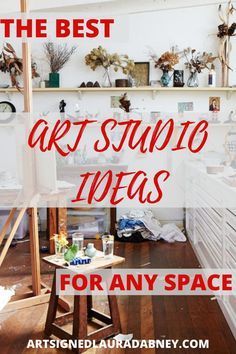 More Art Studio Layout, Art Studio Storage Ideas, Small Art Studio Ideas, Studio Storage Ideas, Art Studio Design Ideas, Basement Art Studio, Dream Art Studio, Art Materials List, Art Studio Ideas