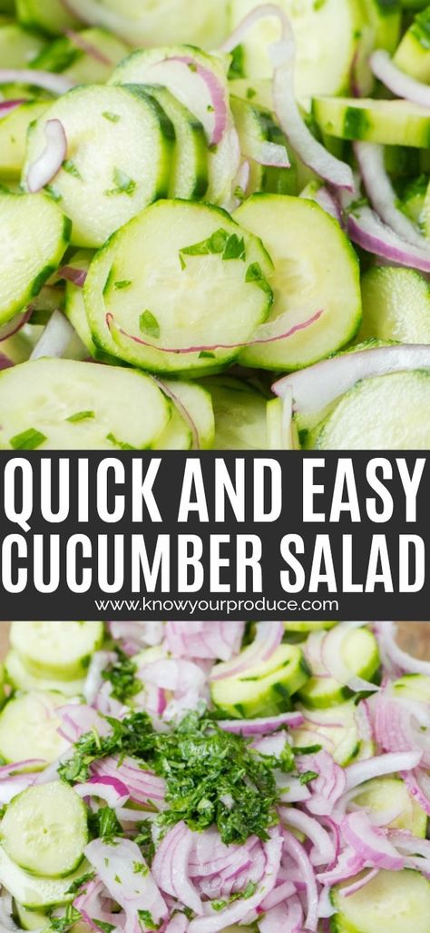 Low Carb Cucumber Salad makes for the ultimate side dish to bring to a BBQ! It's fresh, healthy, and colorful! Great way to use English Cucumbers and Red Onions. Bring To A Bbq, Easy Cucumber Salad, Bbq Salads, Healthy Vegetable Recipes, Red Onion Salad, Veggie Meals, Vegetable Side, English Cucumber, Red Onions