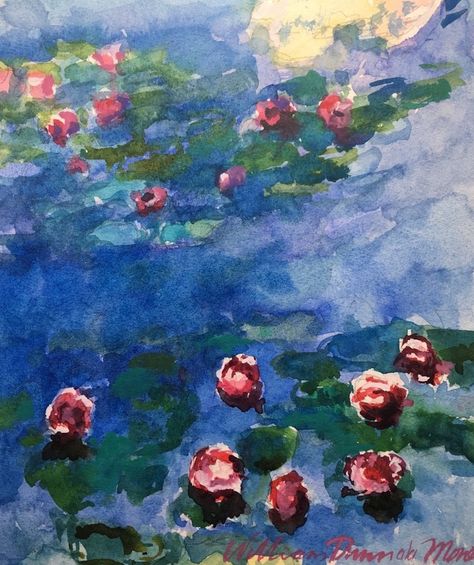 How To Copy A Famous Monet Oil Painting Of Water LiliesWatercolor Painting Tutorials Famous Paintings Monet, Paintings Monet, Claude Monet Water Lilies, Painting Study, Watercolor Art Diy, Monet Water Lilies, Watercolor Art Paintings, Monet Paintings, Famous Paintings