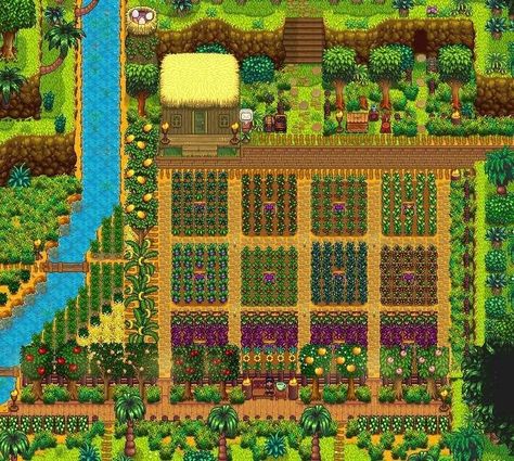 Ginger Island Farm Layout, Stardew Farms, Forest Farm, Stardew Valley Layout, Stardew Valley Tips, Types Of Farming, Stardew Valley Farms, Valley Game, Farm Plans