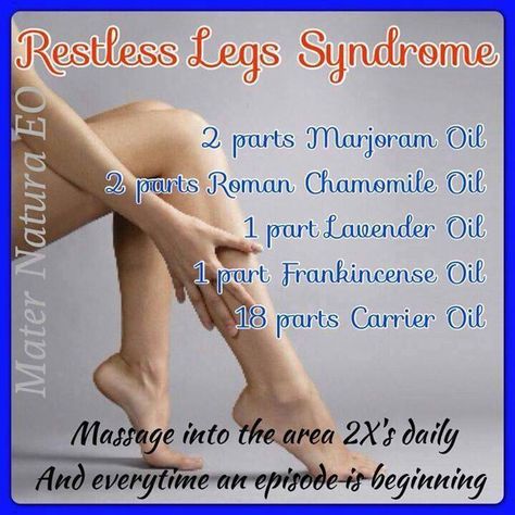 Restless legs restorative sleep cream 10 drops lemon eo 10 drops lavender eo 10 drops frankincense eo 1/4 cup whipped coconut oil  Add to bottom of feet Restless Leg Syndrome Essential Oils, Restless Legs Syndrome, Young Living Lavender, Restless Leg, Essential Oils For Pain, Restless Legs, Oil Remedies, Restless Leg Syndrome, Essential Oils Health