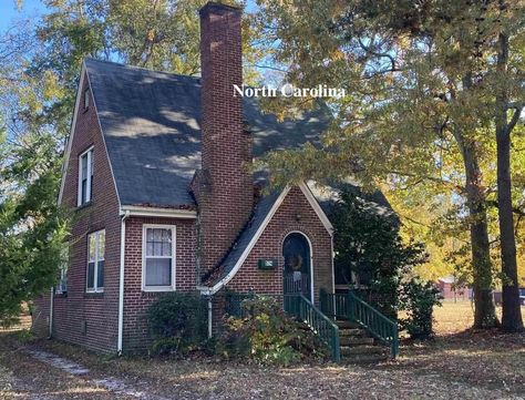 Circa 1955 Brick Tudor Revival For Sale in Henderson, NC Under $90K - Old Houses Under $100K Tudor Revival House Exterior, 1920s Tudor, Brick Tudor, Tudor Revival, Unfinished Basement, Old Houses, House Exterior, Cabin, Design Inspiration