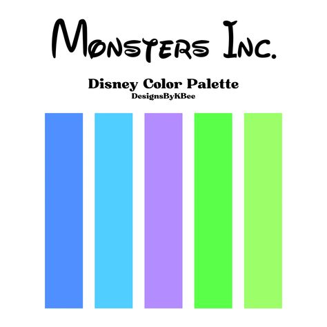 Goofy Color Palette, Monsters Inc Color Palette, Disney Colors Palette, Disney Color Combos, Disney Movie Color Palettes, Disney Characters Color Palette, Disney Color Palette Character Design, Disney Character Color Palettes, Disney Character Color Schemes