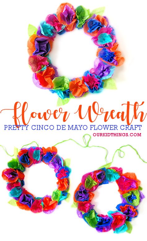 Cinco de Mayo Flower Wreath Craft - Our Kid Things Cinco De Mayo Diy Crafts, Paper Plate Flower Crafts For Kids, Mexico Theme Preschool, Cinco De Mayo Activities For Seniors, Cultural Crafts For Kids, Cinco De Mayo Crafts For Toddlers, Cinco De Mayo Crafts For Kids, Mexico Preschool, Mexico Arts And Crafts