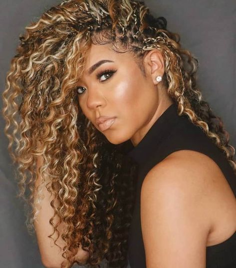 Individual Braids Hairstyles, Tree Braids Hairstyles, Goddess Twist, Micro Braids Hairstyles, Tan Skin Blonde Hair, Individual Braids, Tree Braids, Curly Hair Braids, Curly Braids